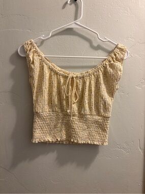 Yellow Floral Smocked Crop Top